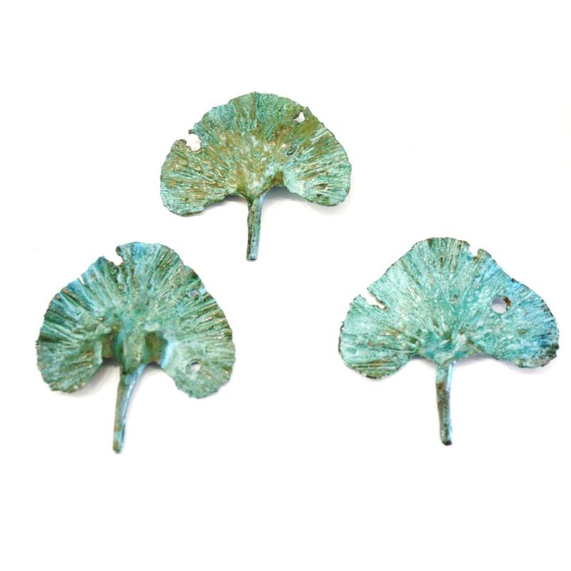 Rudi Buchanan-Strewe, "Ginkgo Leaves- Oxidised Copper", Hand Beaten Copper, 10cm height, ​Hang Individually or as a cluster