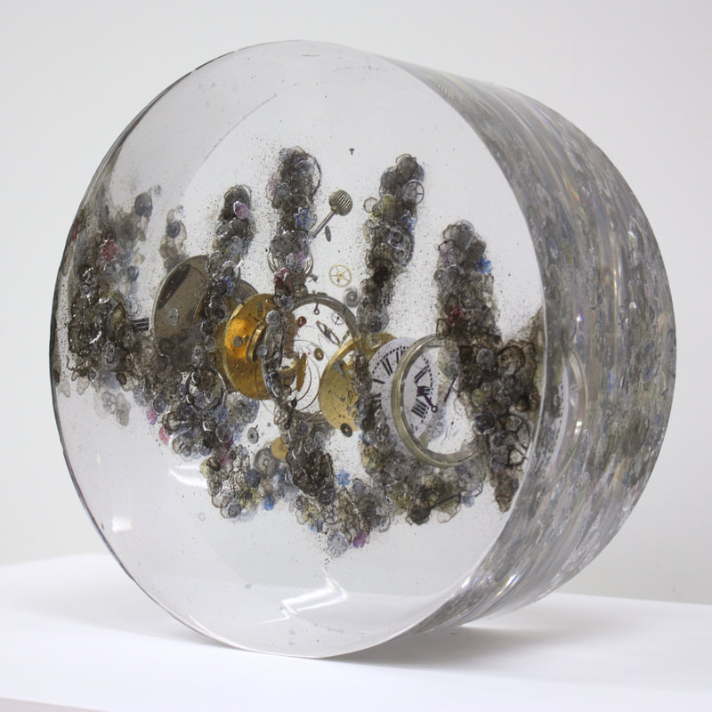 Ryan Carter, "Dallier", Resin with Readymade, Digital Transfer and Painted Details, 130cm Diameter x 14cm depth, 2022