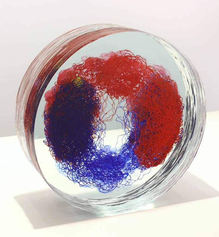 Ryan Carter- "Sulci", Laminated Glass and Painted Details, Approx 35cm Diameter, 2022, Commission Piece