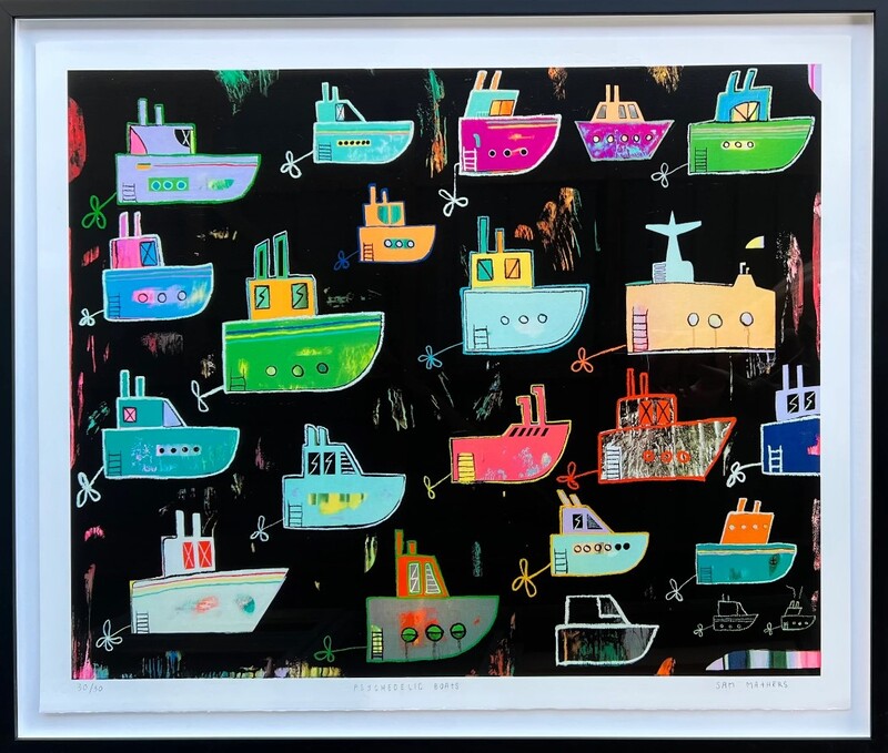 Sam Mathers- "Psychedelic Boats", 
Screen print Edition of 30, 850 x 700mm, Unframed