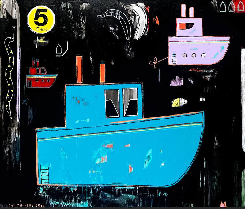 Sam Mathers- "The Dark Sea", Mixed Media on Canvas, 1800 x 1500mm, 2021