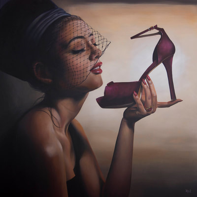 Ingrid Boot, "Shoe Love", Acrylic on Canvas, 900 x 900mm, 2016, SOLD