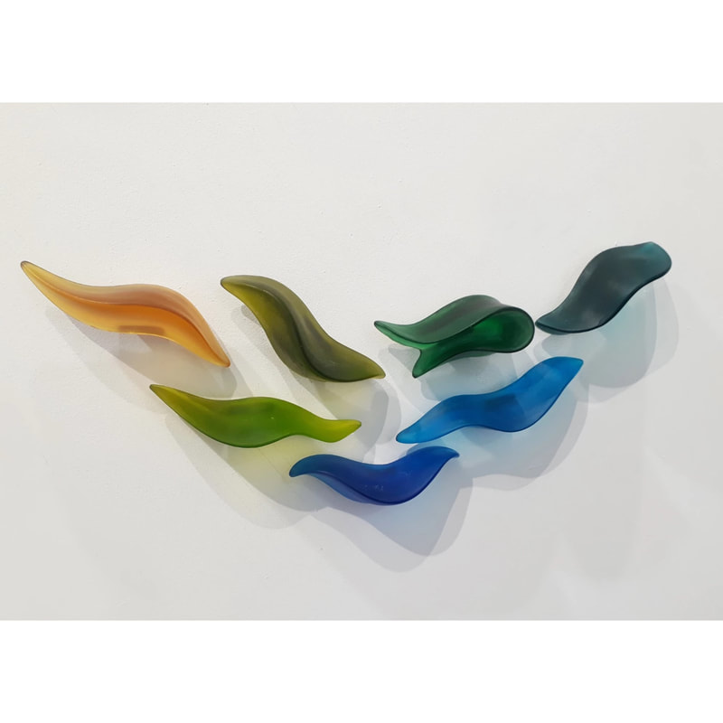 Sophia Anthineou, "Sirens", Outdoor Sculpture, Cast Glass Wall Sculptures, W Approx 13cm each