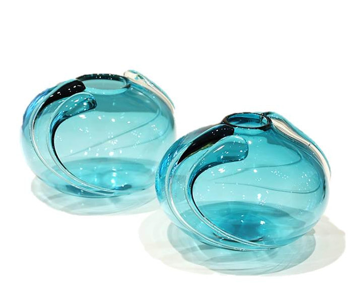 Katie Brown, “Whirl Vessels”, Hand Blown Glass, 2018, Small (110 height x 140mm diameter), Medium (120 height x 150mm diameter)