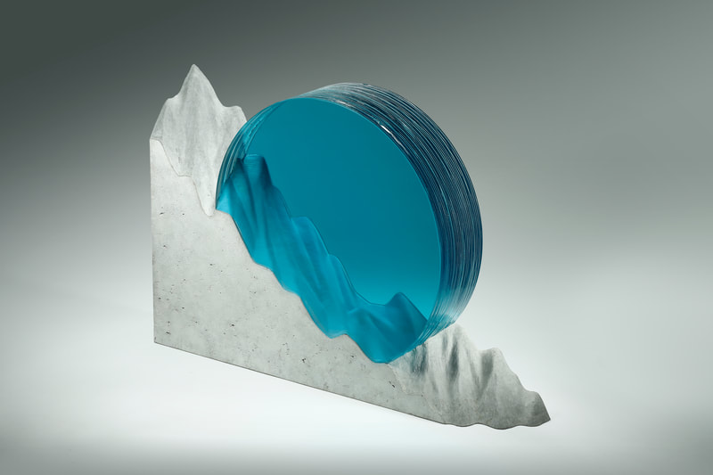 Ben Young- The Night Opens Slowly, Float Glass and Cast Concrete, H 49 x W 71 x D 12cm