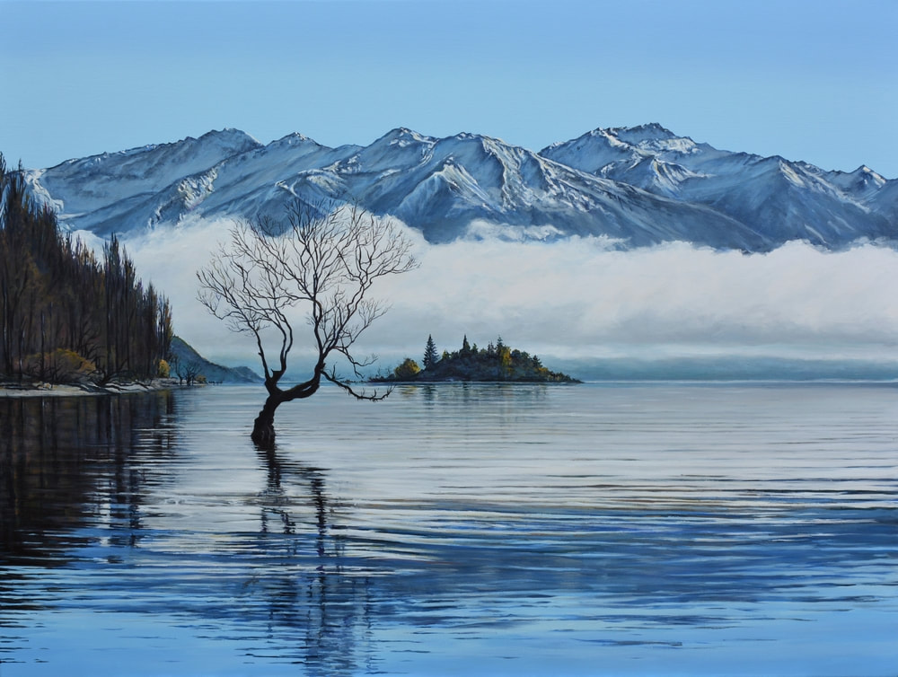 Shirley Cresswell-  "Land of the Long White Cloud", Acrylic on Canvas, 910 x 1200mm, 2021