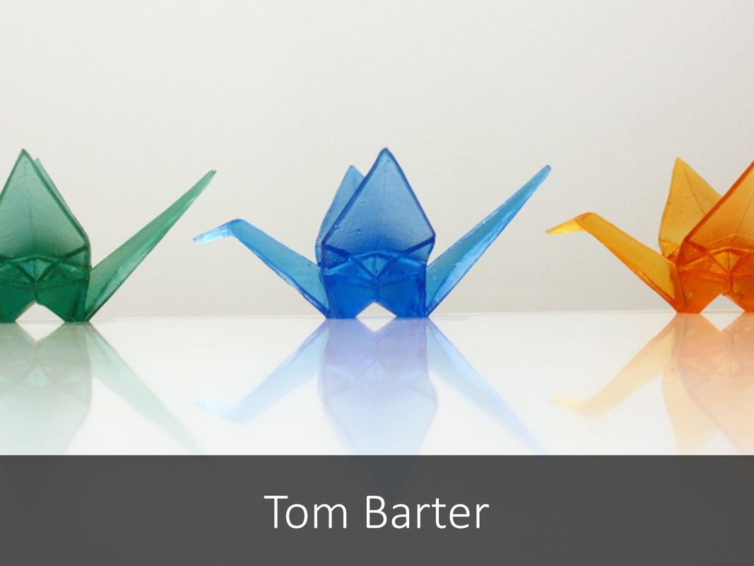 Tom Barter Glass Art- Buy New Zealand Glass Artwork- Black Door Gallery, Paper Cranes, Rangitotos, Paper PlanesPicture