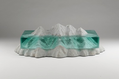 Ben Young, "New Lands II", Laminated clear float glass with cast concrete, H 220 x W 680 x D 430mm, SOLD